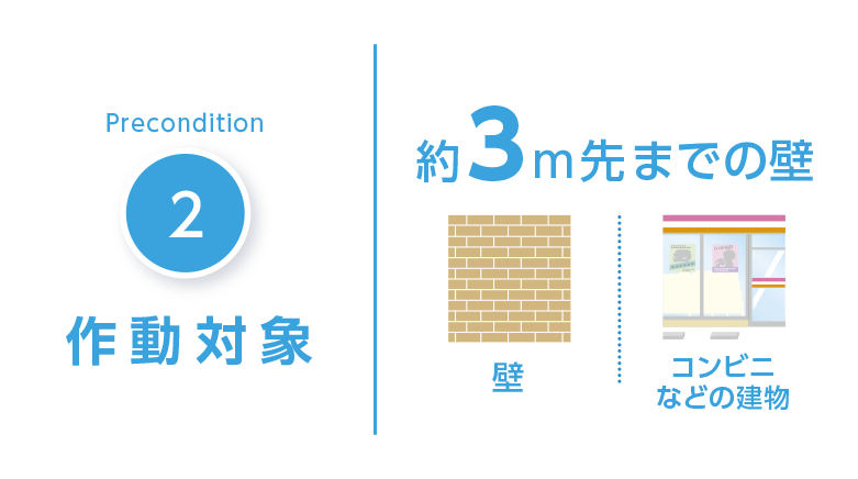 作動対象　約3m先までの壁