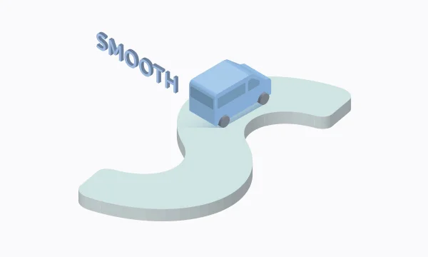 イラスト：スムーズな走行をするバッテリーEV車