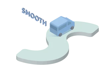 イラスト：スムーズな走行をするバッテリーEV車