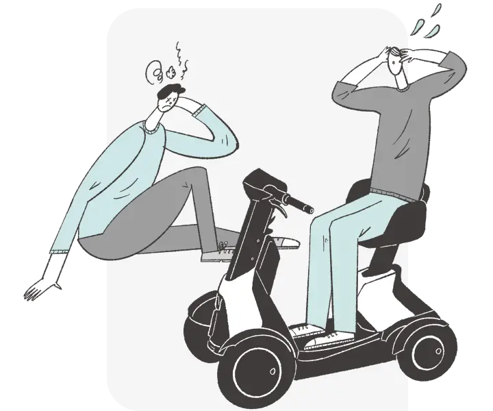 イラスト:e-SNEAKER乗車中に対人事故を起こした様子
