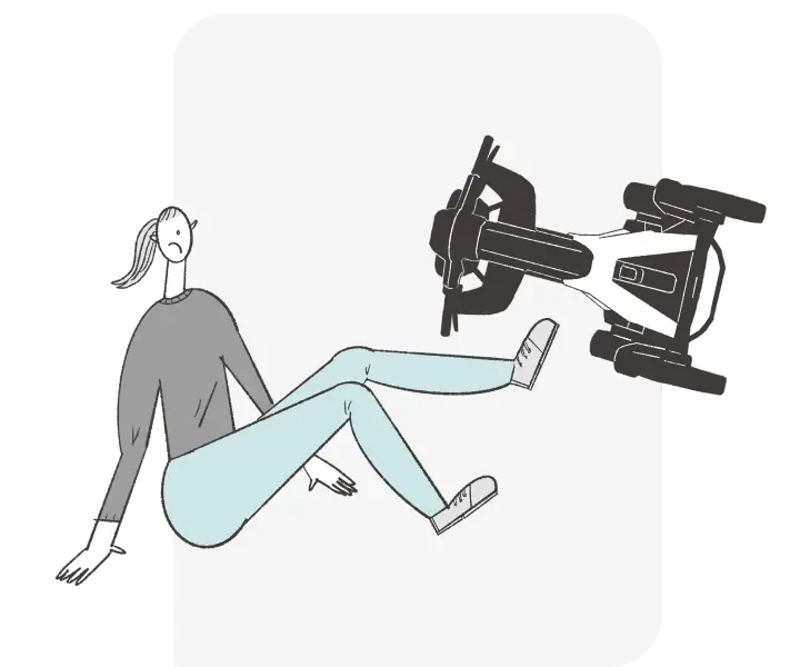 イラスト:e-SNEAKER乗車中に転倒した様子