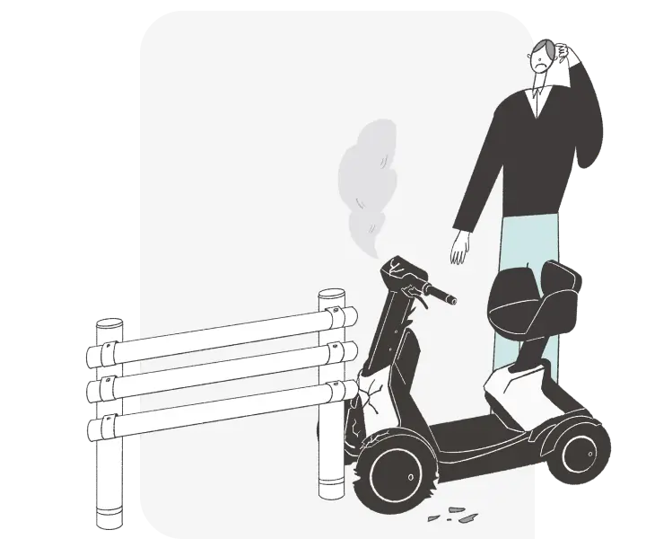イラスト:e-SNEAKER乗車中に接触事故を起こした様子