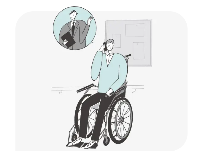 イラスト:電話にて生活支援や介護について相談している様子