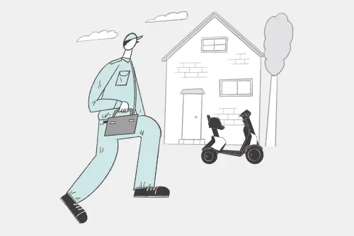 イラスト:出張修理に向かう男性