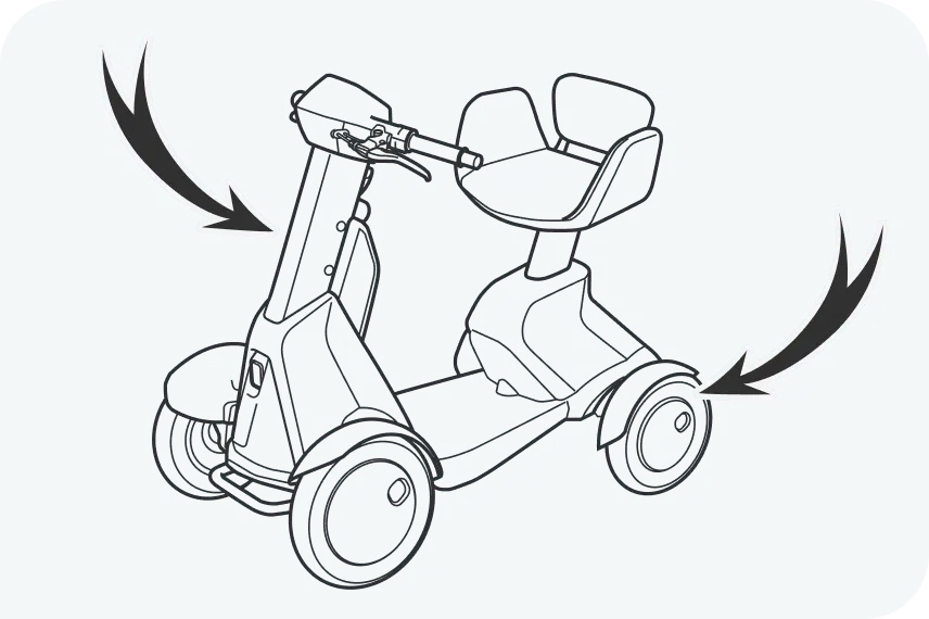イラスト:e-SNEAKERのボデーパネルの点検箇所を示したシーン