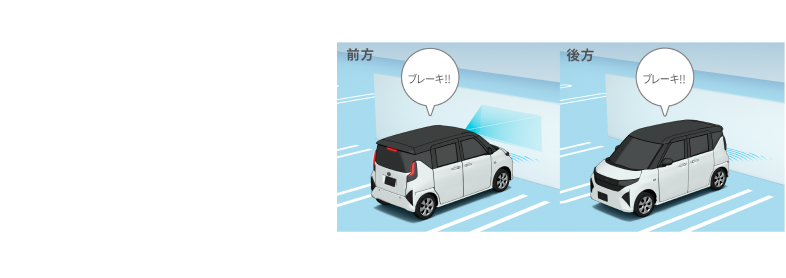 ブレーキ制御付誤発進抑制機能（前方・後方）であんしん！