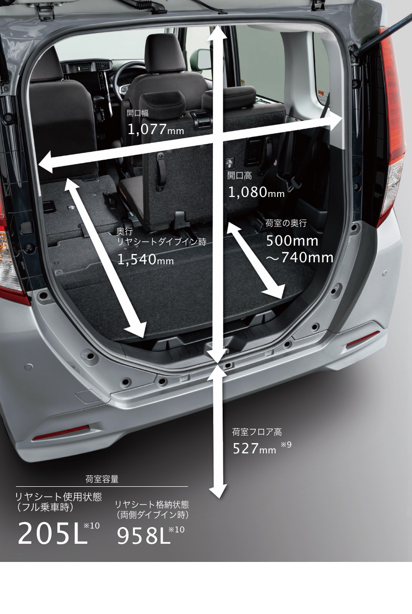 公式 トールの車内空間と荷室 ダイハツ