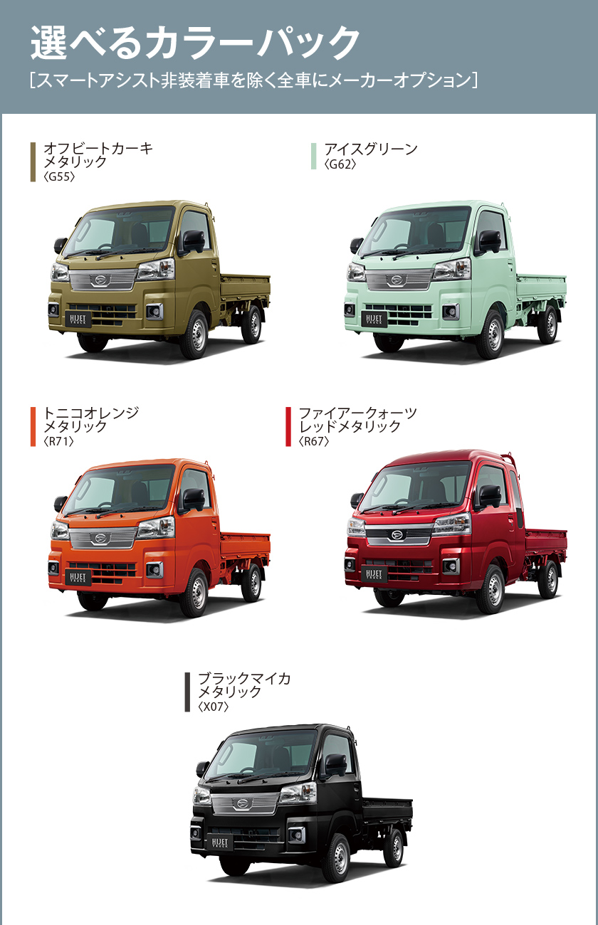 人気激安 5fmt カーリース カード決済ok ガソリン 660cc 350kg 2人 選べるカラーパック スタンダード 2ドア 3方開 標準ルーフ 新車 ダイハツ ハイゼットトラック 4wd ハイゼット