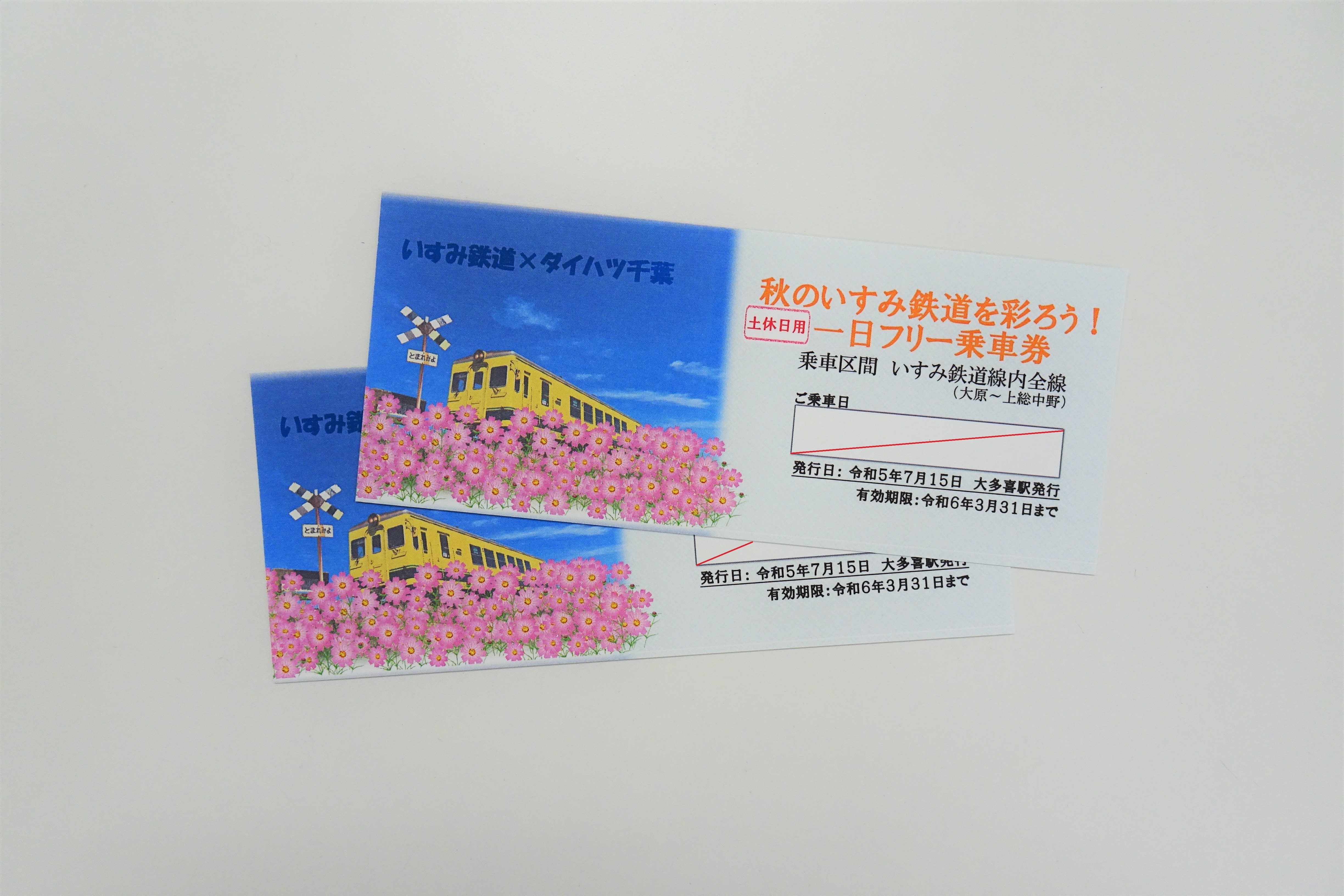 秋になったらコスモスのお花を見に行けるように、参加者の皆さまへ「1日フリー乗車券」をプレゼント