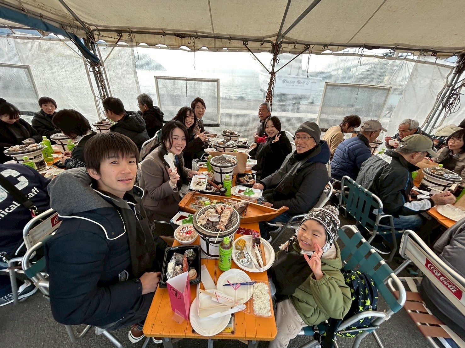 ▲班に分かれて海鮮BBQ