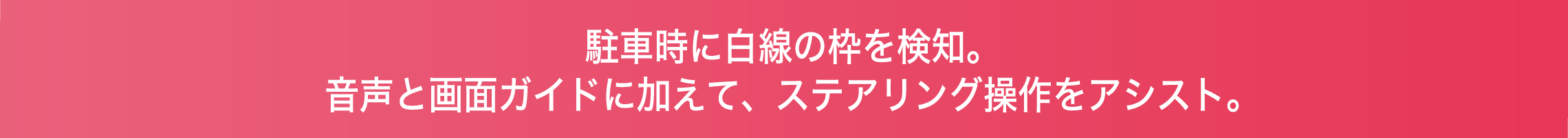 駐車時に白線の枠を検知。音声と画面ガイドに加えて、ステアリング操作をアシスト。